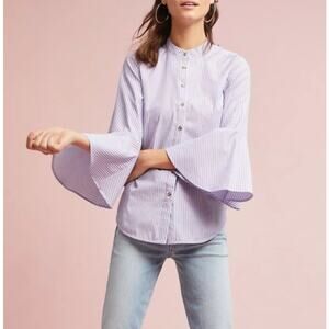 Maeve Anthropologie Stripe Bell Sleeve Button-Up Blouse Size 6